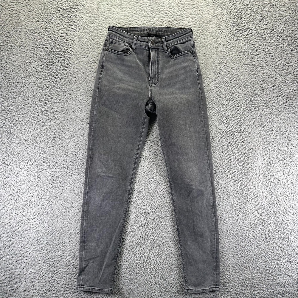 American Eagle Outfitters Jeans Womens 00 Gray Cotton Denim Mom Workwear Stretch